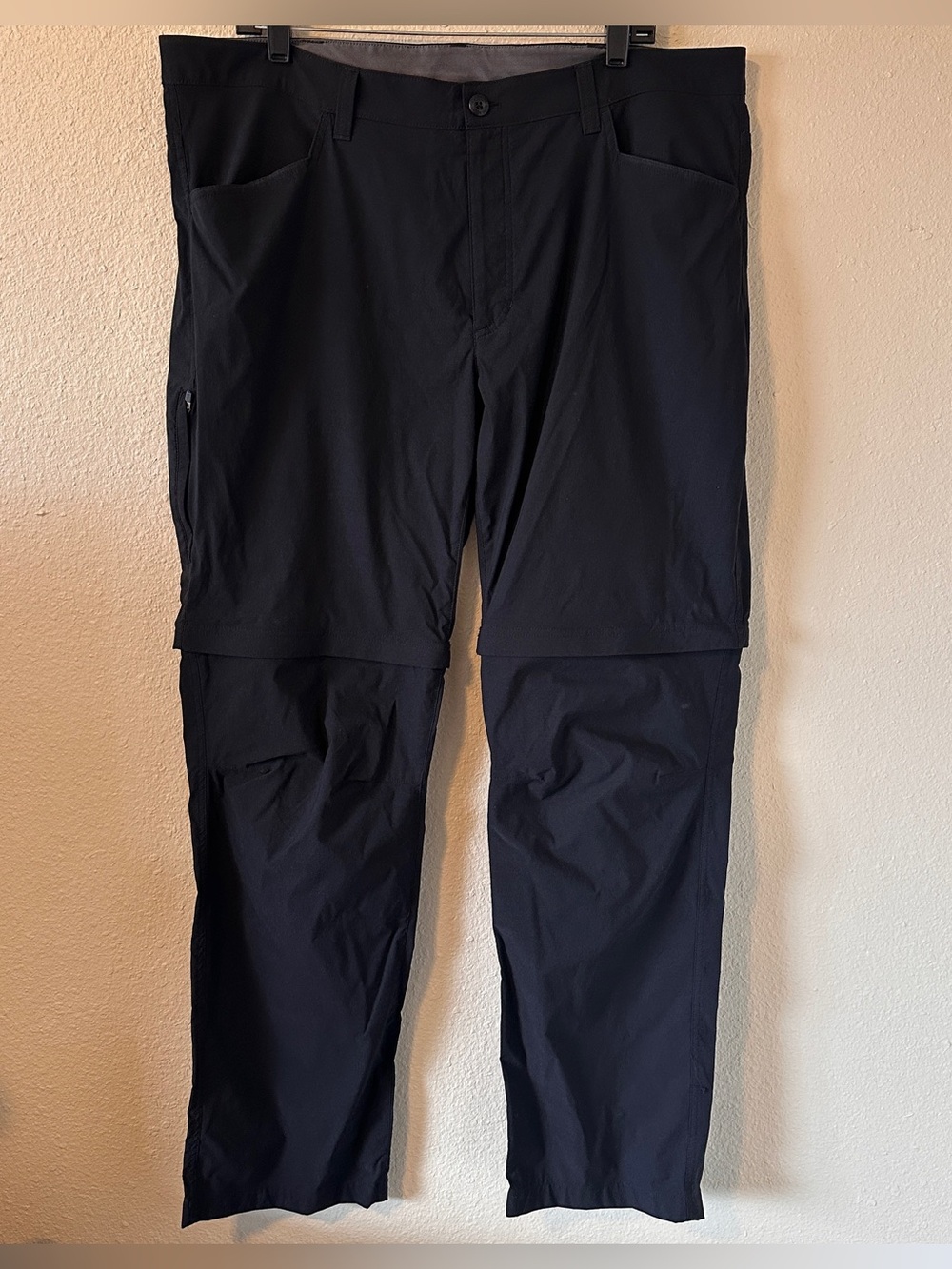 Eddie Bauer Mens 40x34 Black Convertible Zip Off Hiking Pants Stretch Travel
